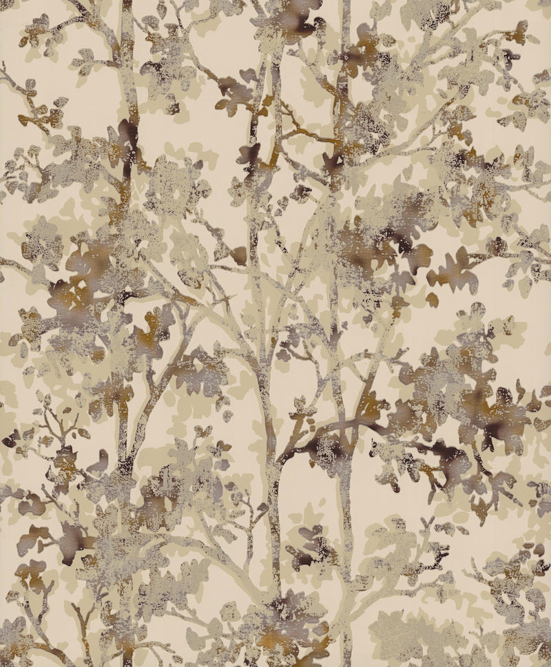 media image for sample shimmering foliage wallpaper in khaki and multi by antonina vella for york wallcoverings 1 214