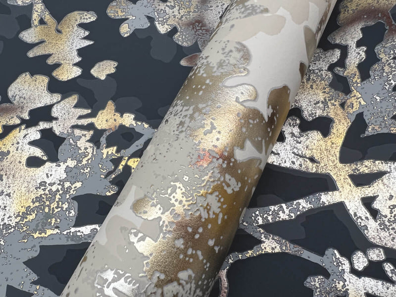media image for Shimmering Foliage Wallpaper in Black/Multi from the Modern Metals Second Edition 252