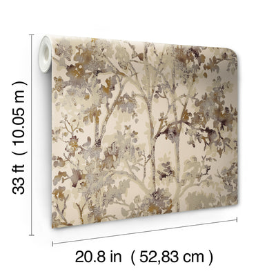 product image for Shimmering Foliage Wallpaper in Khaki/Multi from the Modern Metals Second Edition 76