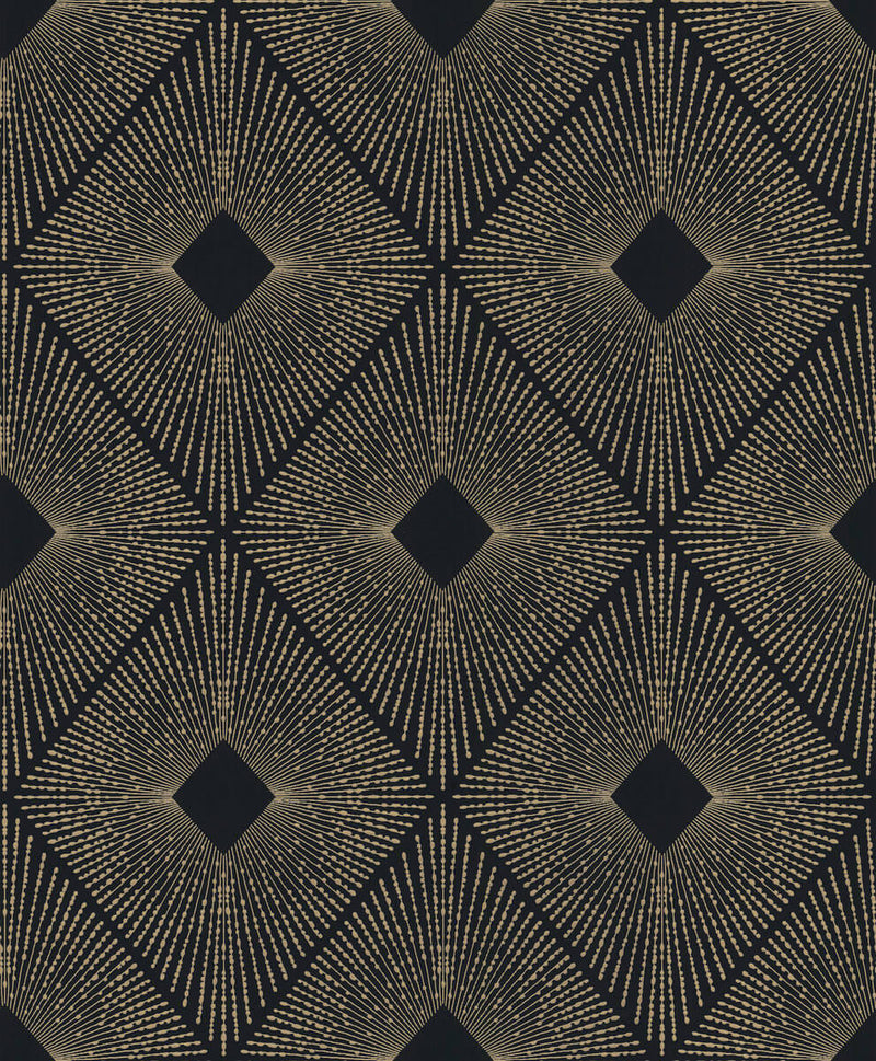media image for sample harlowe wallpaper in black and gold by antonina vella for york wallcoverings 1 298