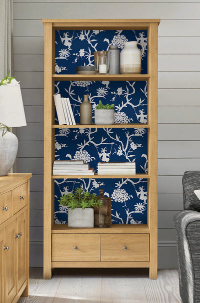 product image for Chinoiserie Silhouette Peel-and-Stick Wallpaper in Navy by NextWall 86