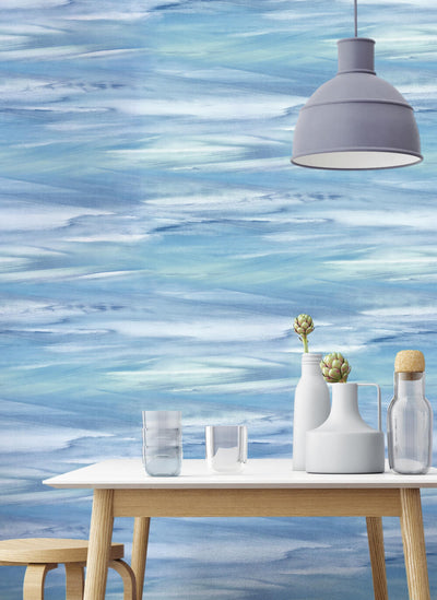 product image for Sirius Brushstroke Peel-and-Stick Wallpaper in Lakeside and Mint by NextWall 44