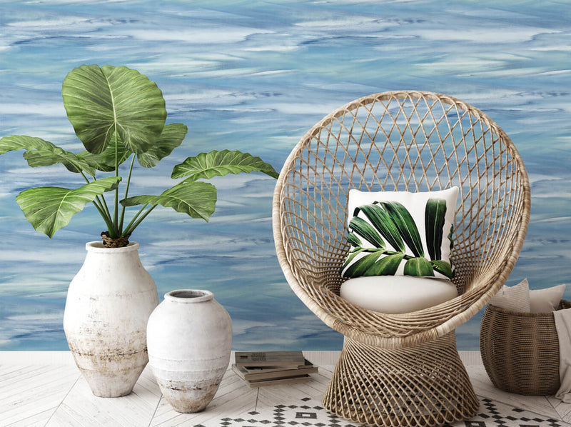 media image for Sirius Brushstroke Peel-and-Stick Wallpaper in Lakeside and Mint by NextWall 21
