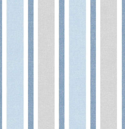 product image for Linen Cut Stripe Peel-and-Stick Wallpaper in Bluebird and Carrara by NextWall 39