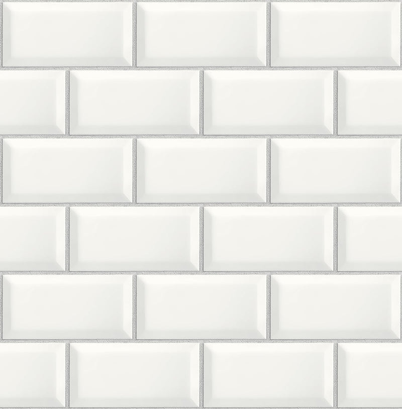 media image for Large Subway Tile Peel-and-Stick Wallpaper in Alabaster and Grey by NextWall 266