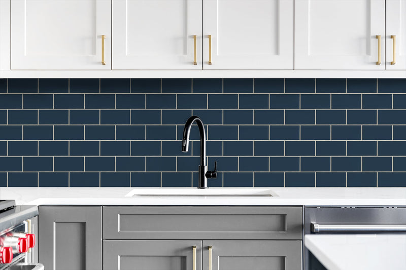 media image for Retro Subway Tile Peel-and-Stick Wallpaper in Navy by NextWall 277