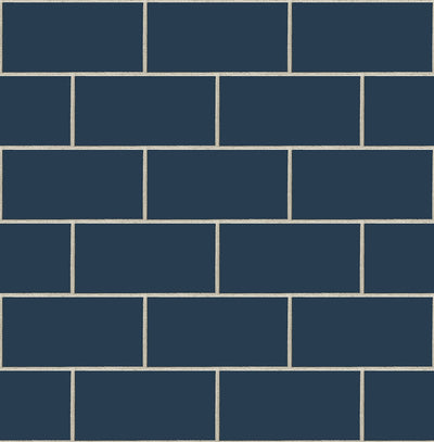 product image for Retro Subway Tile Peel-and-Stick Wallpaper in Navy by NextWall 32