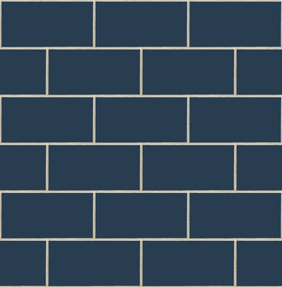 product image for Retro Subway Tile Peel-and-Stick Wallpaper in Navy by NextWall 49