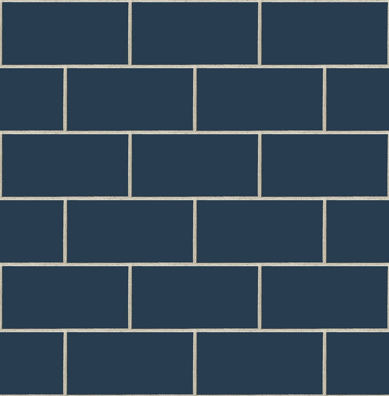 media image for Retro Subway Tile Peel-and-Stick Wallpaper in Navy by NextWall 279