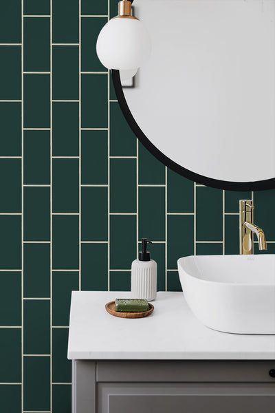 product image for Retro Subway Tile Peel-and-Stick Wallpaper in Evergreen by NextWall 33
