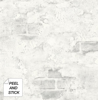 product image for Stuccoed Brick Peel-and-Stick Wallpaper in Fog Grey by NextWall 93