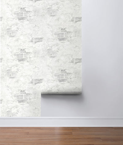 product image for Stuccoed Brick Peel-and-Stick Wallpaper in Fog Grey by NextWall 91