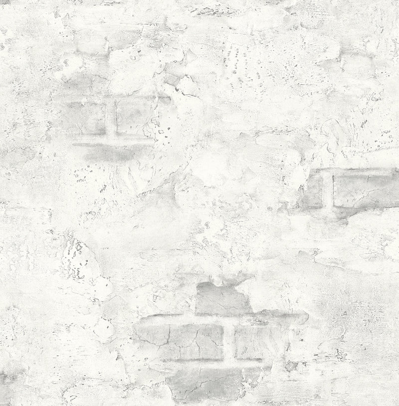 media image for Stuccoed Brick Peel-and-Stick Wallpaper in Fog Grey by NextWall 223