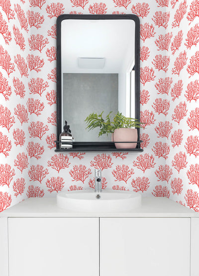 product image for Coastal Coral Reef Peel-and-Stick Wallpaper in Vermillion by NextWall 30