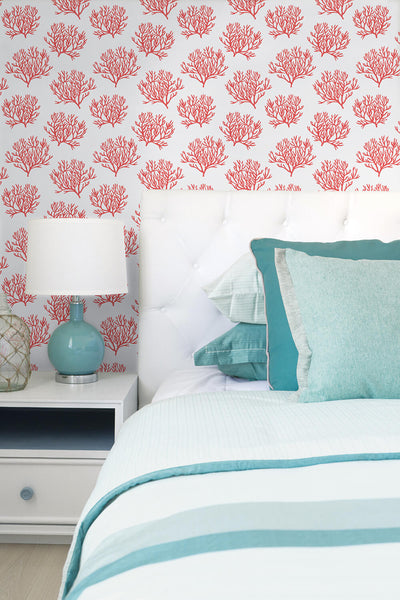 product image for Coastal Coral Reef Peel-and-Stick Wallpaper in Vermillion by NextWall 26