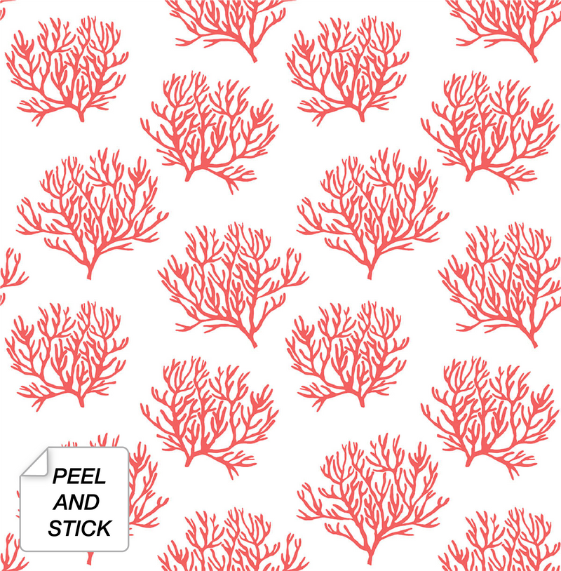media image for Coastal Coral Reef Peel-and-Stick Wallpaper in Vermillion by NextWall 256