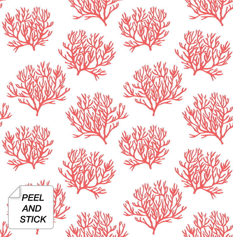 media image for Coastal Coral Reef Peel-and-Stick Wallpaper in Vermillion by NextWall 223