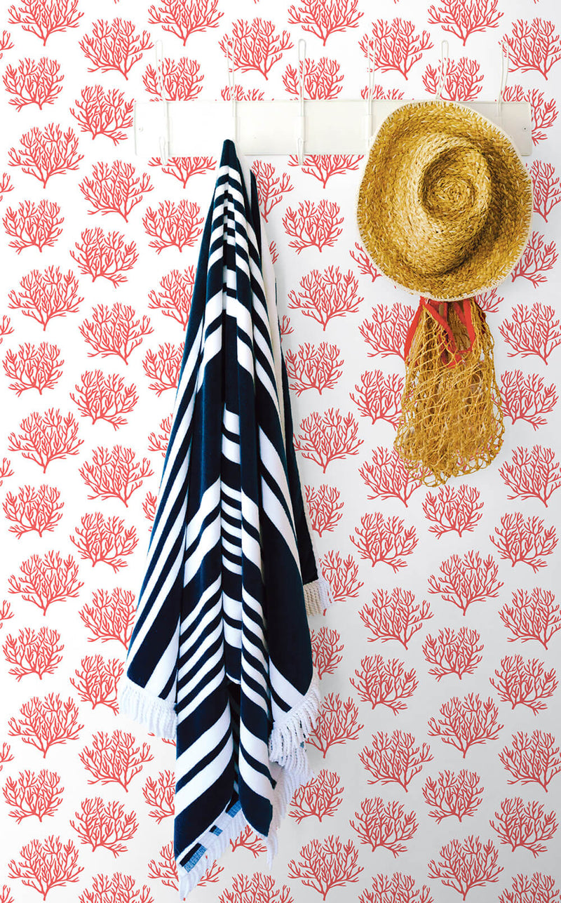 media image for Coastal Coral Reef Peel-and-Stick Wallpaper in Vermillion by NextWall 219