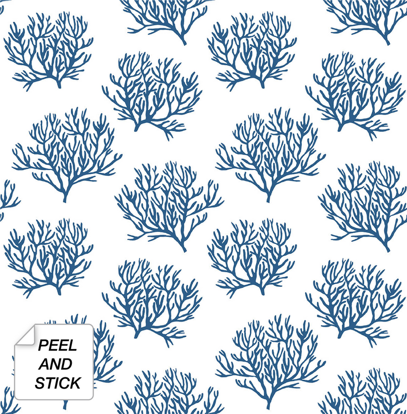 media image for Coastal Coral Reef Peel-and-Stick Wallpaper in Marine Blue by NextWall 271