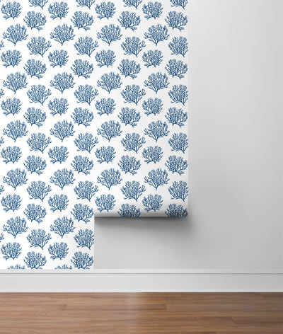 product image for Coastal Coral Reef Peel-and-Stick Wallpaper in Marine Blue by NextWall 2