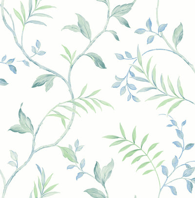 product image of sample watercolor leaf trail peel and stick wallpaper in sea glass by nextwall 1 55