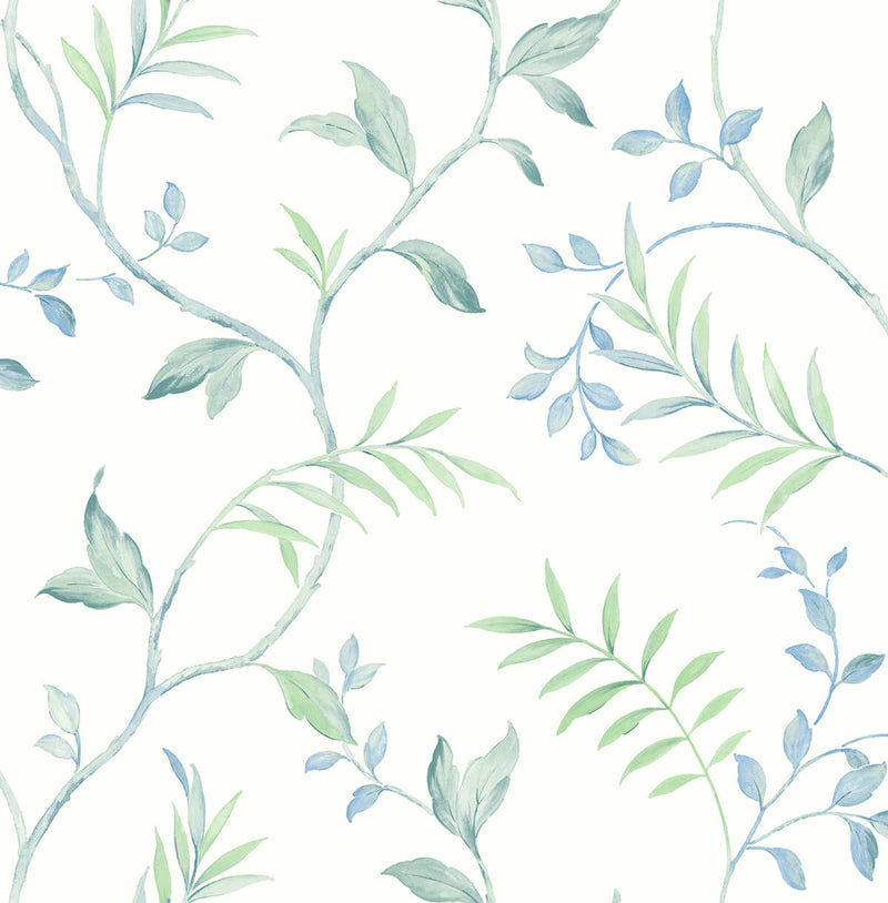 media image for sample watercolor leaf trail peel and stick wallpaper in sea glass by nextwall 1 260