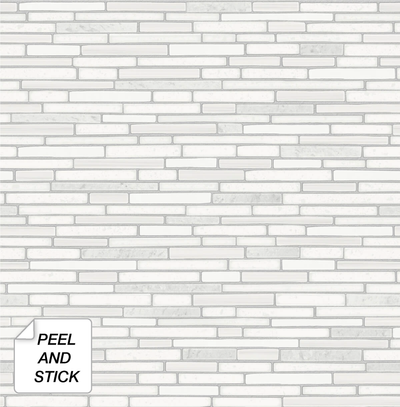 product image for Faux Mosaic Strip Tile Peel-and-Stick Wallpaper in Pearl and Grey by NextWall 38