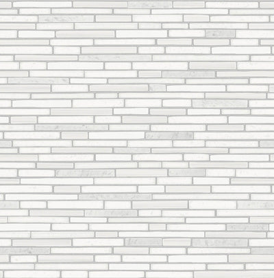 product image for Faux Mosaic Strip Tile Peel-and-Stick Wallpaper in Pearl and Grey by NextWall 15