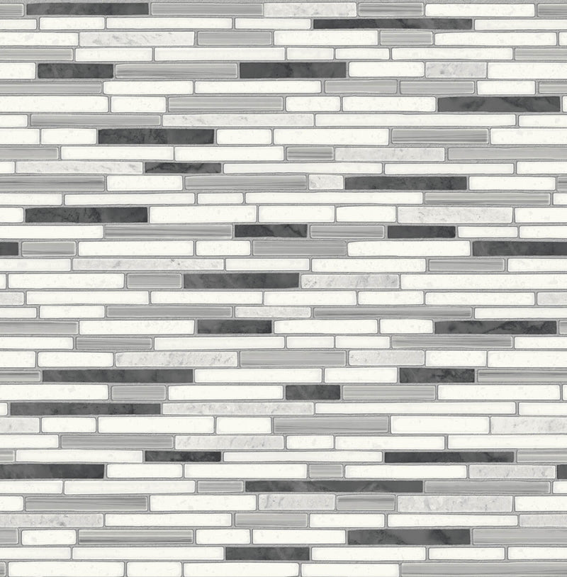 media image for sample faux mosaic strip tile peel and stick wallpaper wrought iron and grey by nextwall 1 243