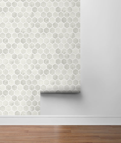 product image for Inlay Hexagon Peel-and-Stick Wallpaper in Cream Neutral by NextWall 40