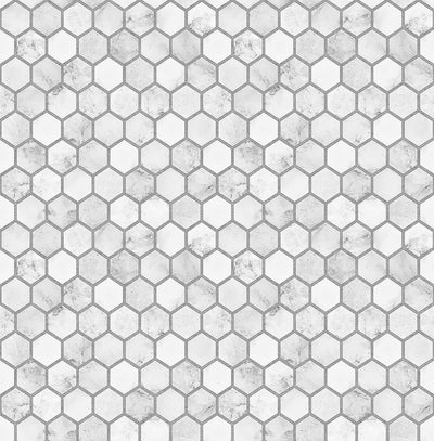 product image for Marble Hexagon Peel-and-Stick Wallpaper in Carrara and Argos Grey by NextWall 92
