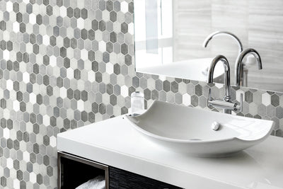 product image for Brushed Hex Tile Peel-and-Stick Wallpaper in Icy Grey and Nickel by NextWall 69