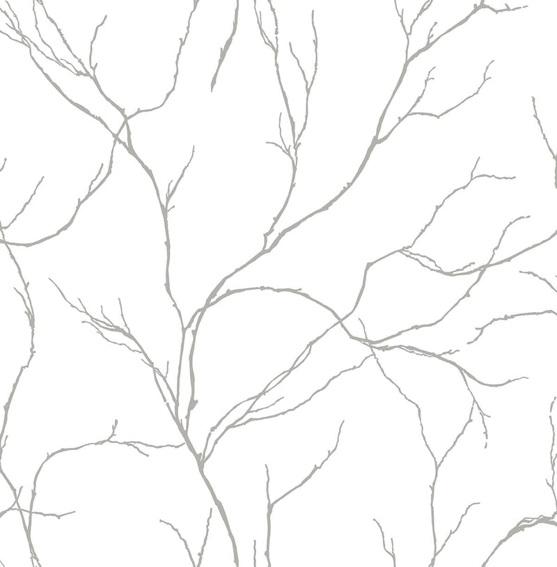 media image for sample delicate branches peel and stick wallpaper in silver by nextwall 1 263