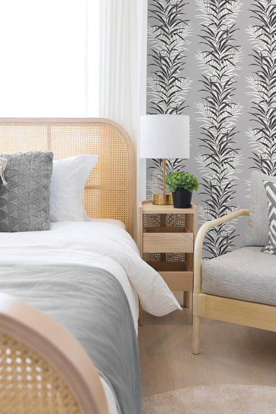 product image for Leaf Stripe Peel-and-Stick Wallpaper in Monochrome by NextWall 66