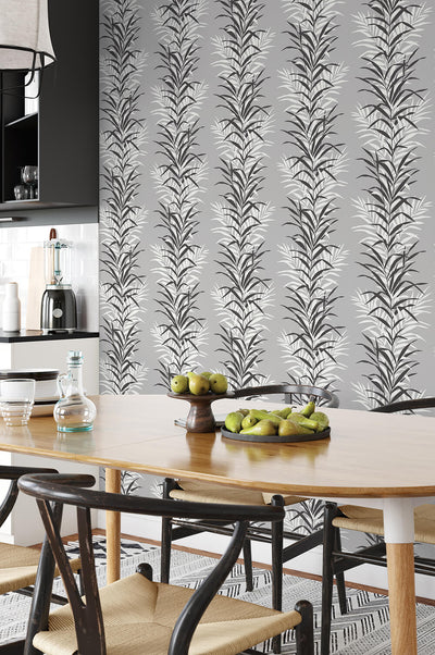 product image for Leaf Stripe Peel-and-Stick Wallpaper in Monochrome by NextWall 49