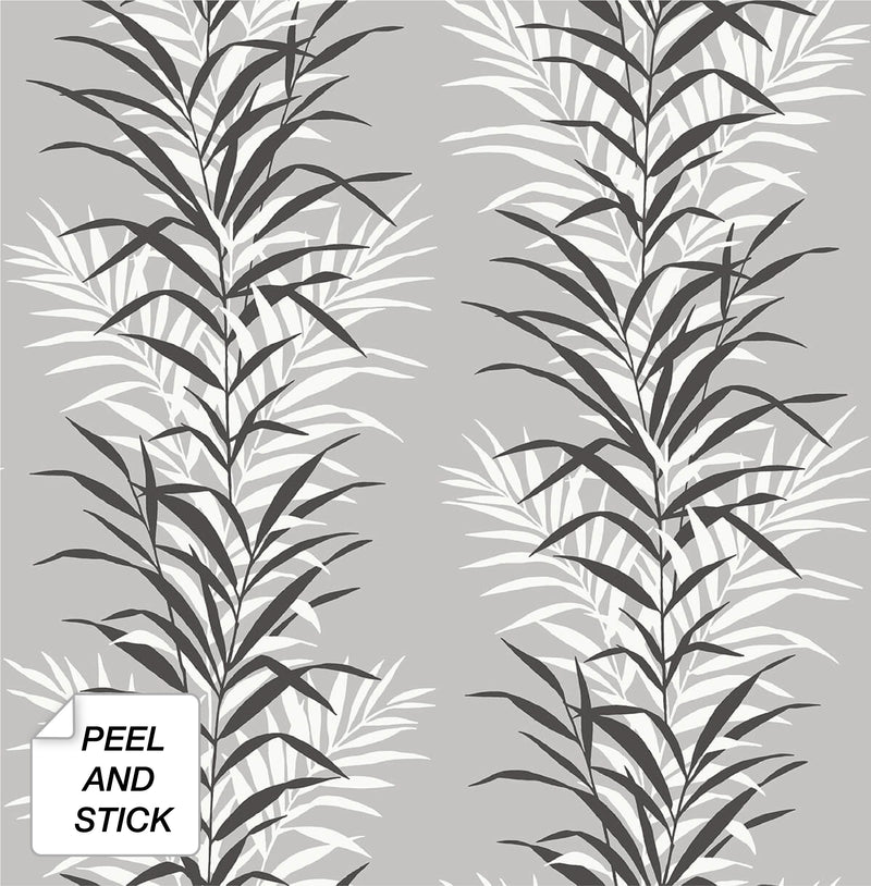 media image for Leaf Stripe Peel-and-Stick Wallpaper in Monochrome by NextWall 221