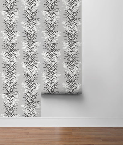 product image for Leaf Stripe Peel-and-Stick Wallpaper in Monochrome by NextWall 90