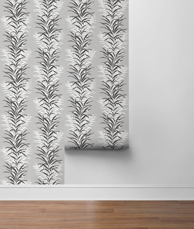 product image for Leaf Stripe Peel-and-Stick Wallpaper in Monochrome by NextWall 51