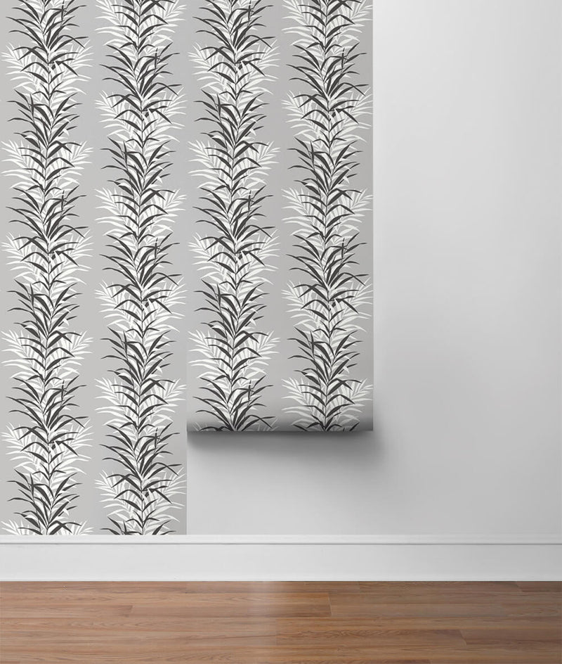 media image for Leaf Stripe Peel-and-Stick Wallpaper in Monochrome by NextWall 269
