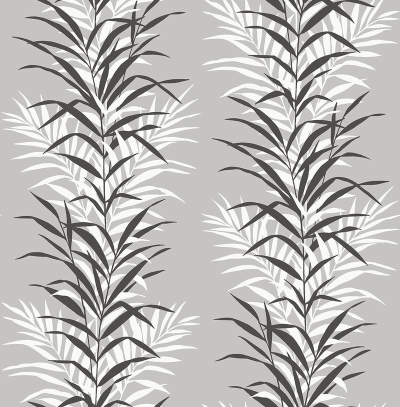 media image for Leaf Stripe Peel-and-Stick Wallpaper in Monochrome by NextWall 24