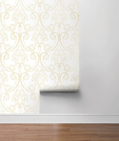 product image for Sketched Damask Peel-and-Stick Wallpaper in Gold by NextWall 21