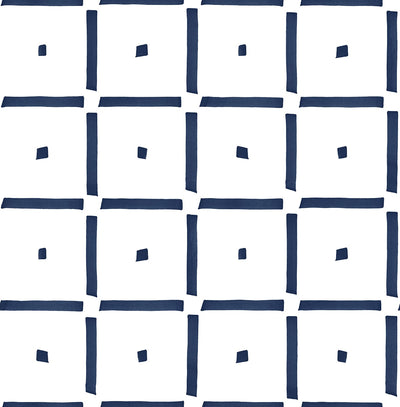 product image of Check and Spot Peel-and-Stick Wallpaper in Navy by NextWall 515