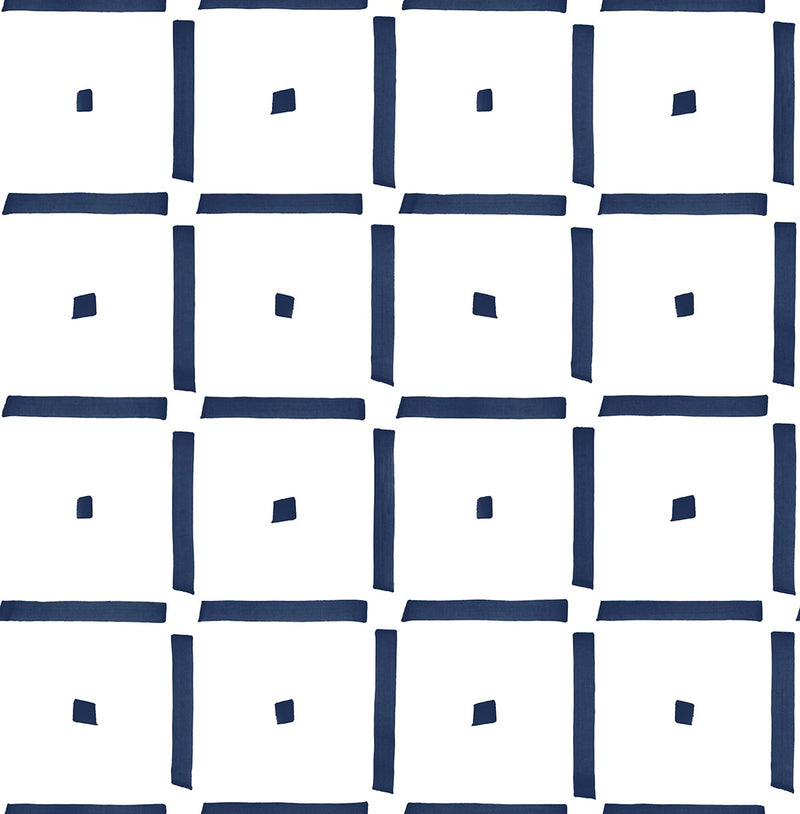 media image for Check and Spot Peel-and-Stick Wallpaper in Navy by NextWall 265