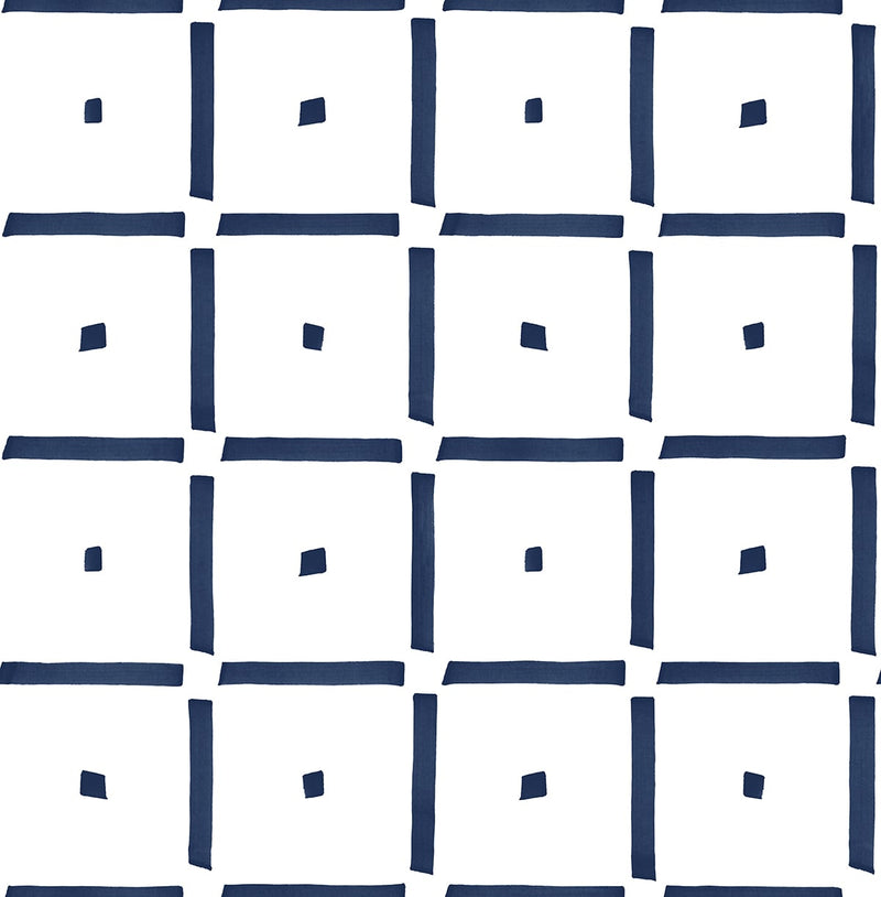 media image for Check and Spot Peel-and-Stick Wallpaper in Navy by NextWall 221