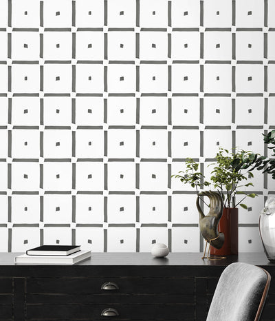 product image for Check and Spot Peel-and-Stick Wallpaper in Argos Grey by NextWall 39