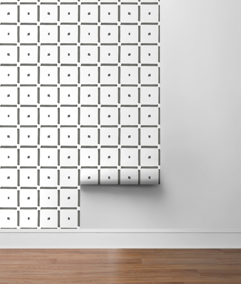 media image for Check and Spot Peel-and-Stick Wallpaper in Argos Grey by NextWall 263