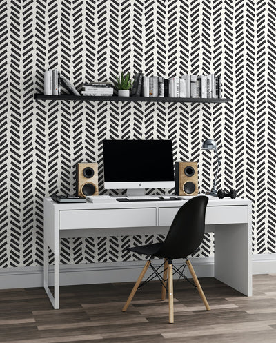 product image for Mod Chevron Peel-and-Stick Wallpaper in Black by NextWall 97