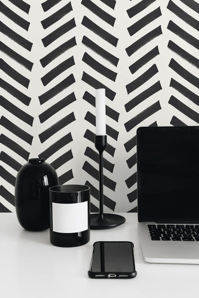 product image for Mod Chevron Peel-and-Stick Wallpaper in Black by NextWall 49