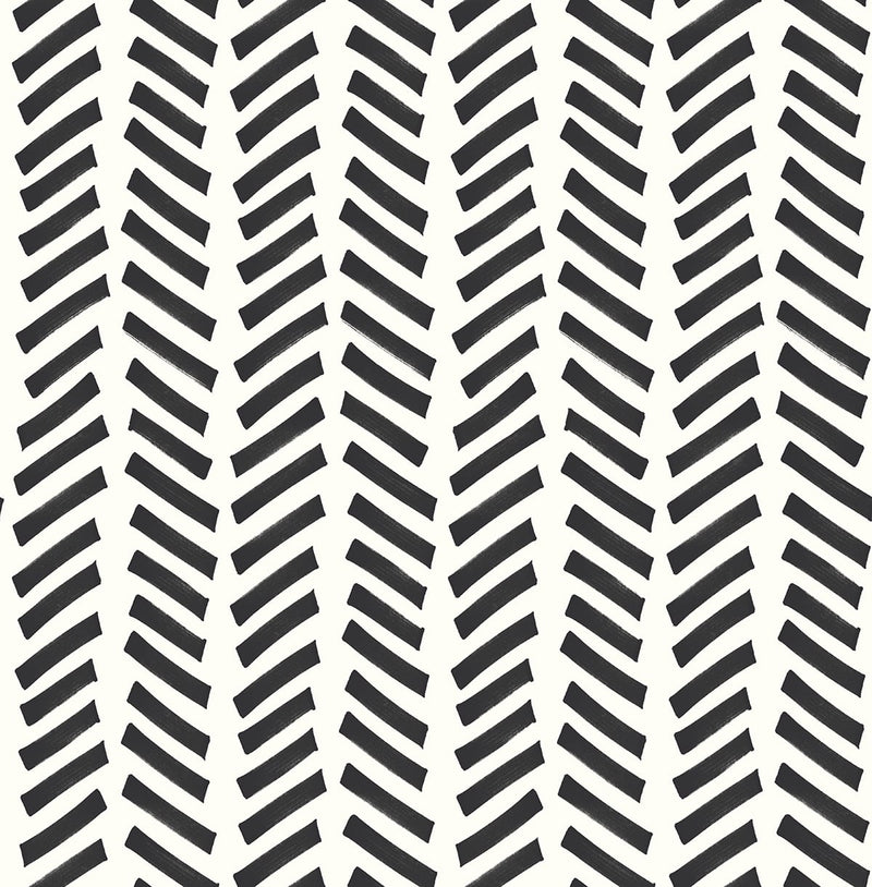media image for Mod Chevron Peel-and-Stick Wallpaper in Black by NextWall 251