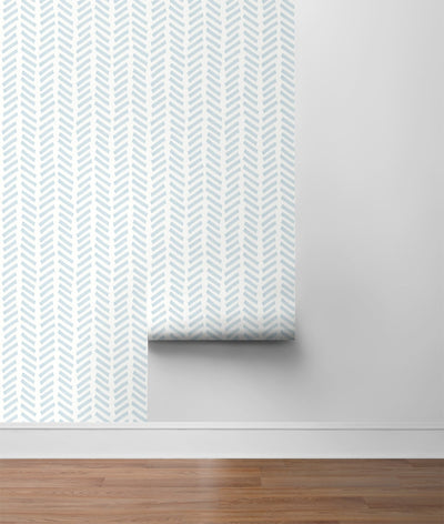 product image for Mod Chevron Peel-and-Stick Wallpaper in Sky Blue by NextWall 4